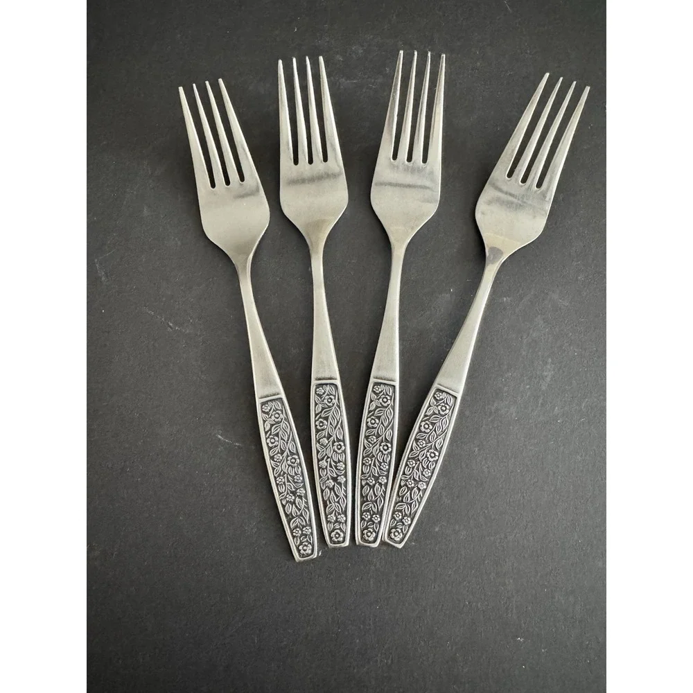 Vintage SILHOUETTE Stainless Forks Japan Lot‎ Of 4